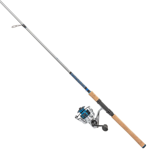 Quantum Strive Spinning Reel and Rod Combo 7ft 1-PC Medium-Light Fast Rod Graphite Composite Blank SZ 3000 Reel 4+1 Bearings 6.2-1 Ratio Silver/Blue