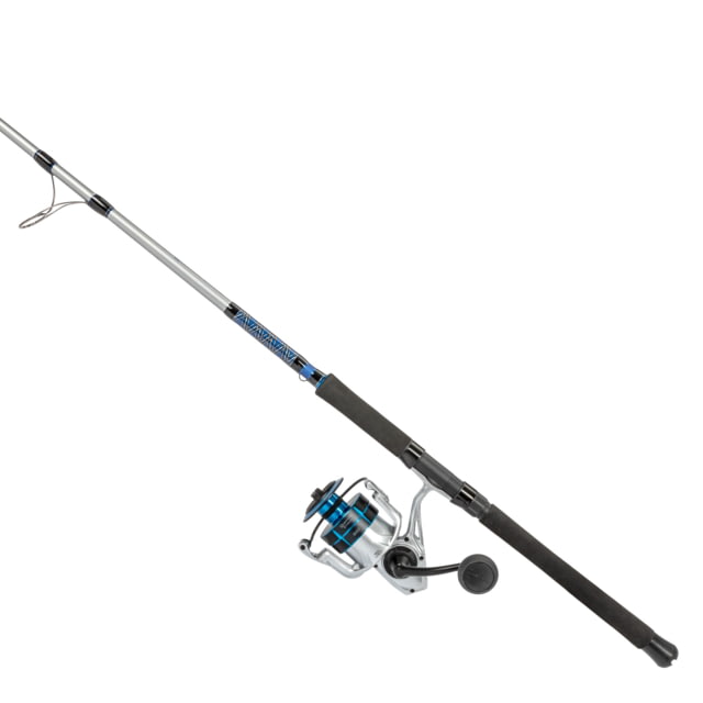 Quantum Strive Spinning Reel and Rod Combo 7ft 1-PC Heavy Moderate-Fast Rod Graphite Composite Blank SZ 8000 Reel 4+1 Bearings 4.7-1 Ratio Silver/Blue