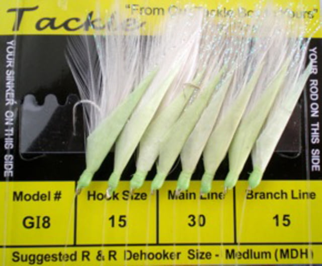 R&R Tackle R&R 8 Stainless Steel Size 15 Grn Glow Heads Glow Fish Skin White