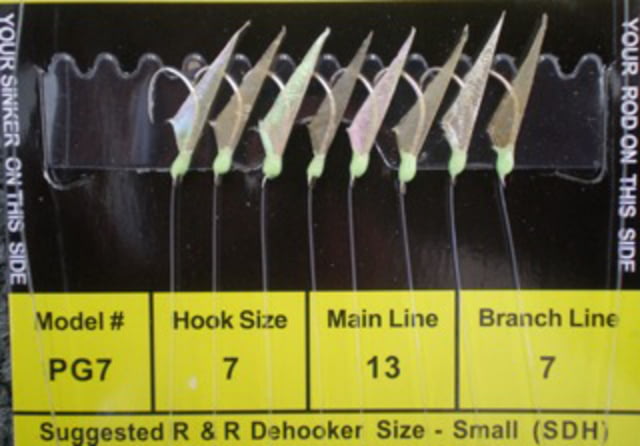 R&R Tackle Sabiki Rig with SS Hook 12lb Main Line 8lb Branch Line Pilchard/Herring Green with Green Gl Head 7 8 Pack