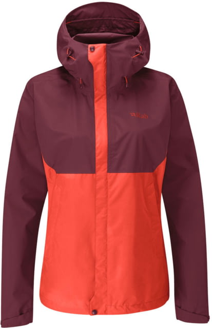 Rab Downpour Eco Jacket – Womens Deep Heather/Red Grapefruit 8