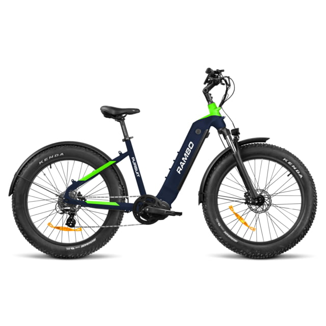 Rambo Bikes PURSUIT 2.0 750W Step-Thru Electric Bike Navy Blue/Neon Green 19 in