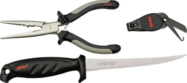 Rapala Combo Pack 6 1/2in Pliers / Falcon Fillet Knife / Clipper/ Sheath