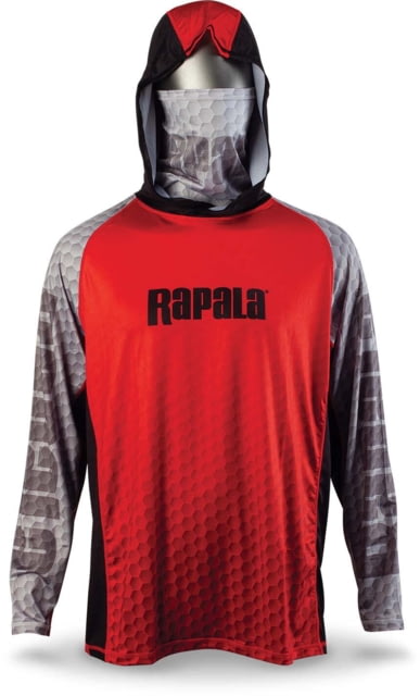 Rapala Performance Hood with Neck Gaiter Red Grey Black Small