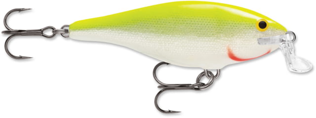 Rapala Shallow Shad Rap Crankbait 2in 3/16 ozFloating Silver Fluorescent Chartreuse
