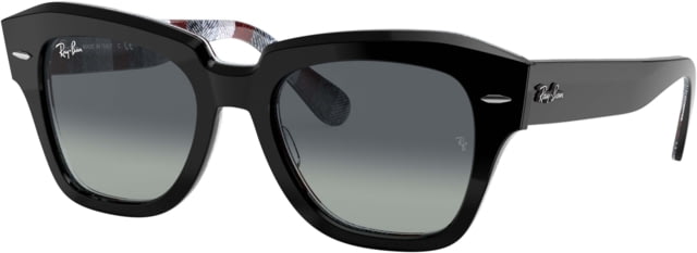 Ray-Ban RB2186 State Street Sunglasses Black On Chevron Grey/Burgundy 49