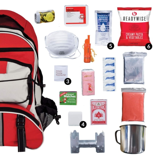 ReadyWise 64 Piece Survival Back Pack Red