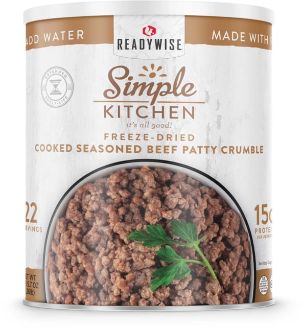 ReadyWise Simple Kitchen Freeze-Dried Seasoned Beef Patty Crumbles - 22 Serving Can White