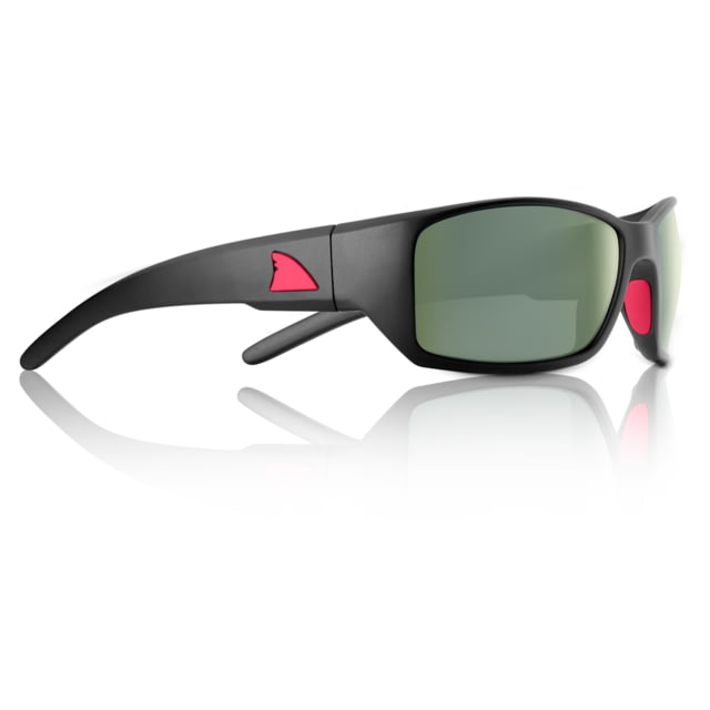 Redfin Polarized Wassaw Sunglasses MBlack Frame Shallow Mirror Polarized Lens One Size