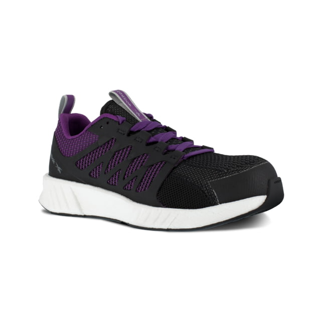 Reebok Fusion Flexweave Athletic Work Shoe - Women's Wide Black/Purple 8.5