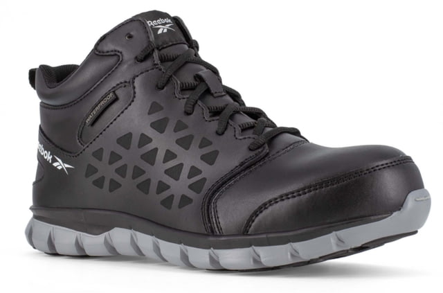 Reebok Sublite Cushion Work Shoe Athletic Waterproof Mid Cut - Men's Black/Grey 9.5 Medium