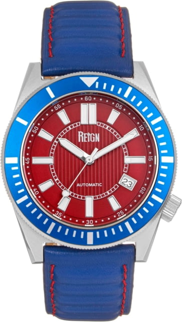 Reign Francis Leather-Band Watch w/Date Blue/Red One Size