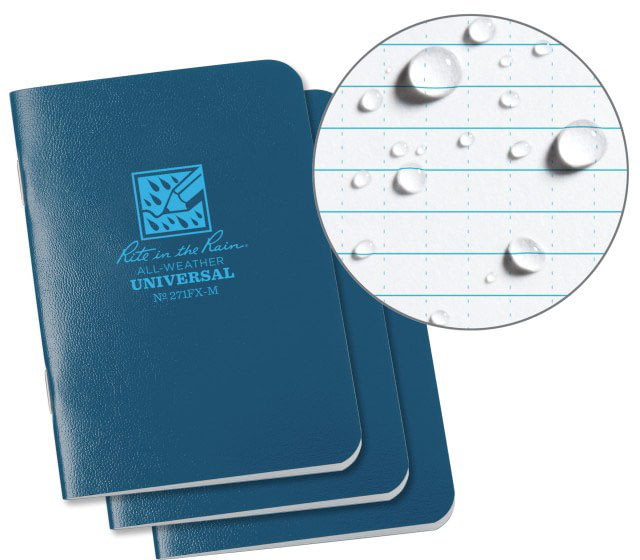 Rite in the Rain Stapled Mini Notebook Universal 3 Pack Blue