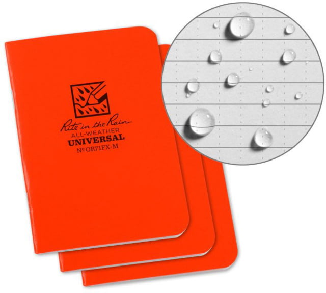 Rite in the Rain Stapled Mini Notebook Universal 3 Pack Orange