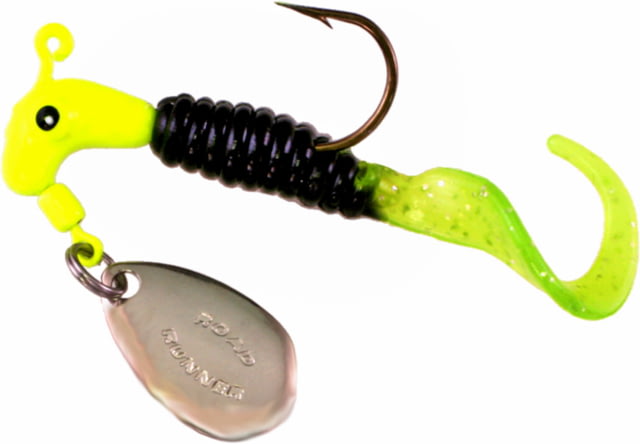 Road Runner Curly Tail Jig w/Spinner 1/16 oz Chartreuse/Black/Chartreuse 2/Pack