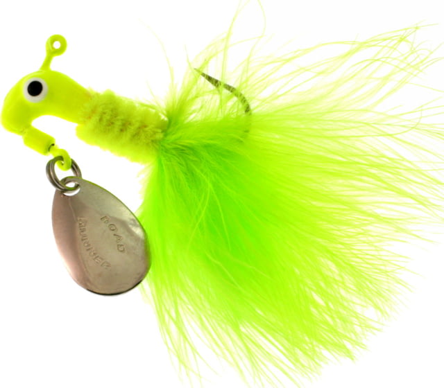 Road Runner Marabou Jig w/Spinner 1/16 oz Chartreuse/Chartreuse Strip 2/Pack