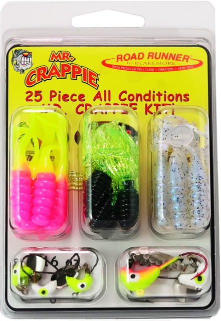 Road Runner Mr. Crappie 25 Piece Kit w/RoadRunner Heads Slabalicious and Crappie Thunder bodies