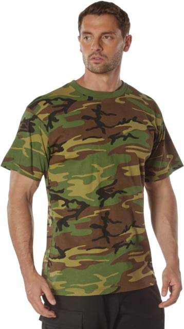 Rothco 100percent Cotton Camo T-Shirt - Mens Woodland Camo Small