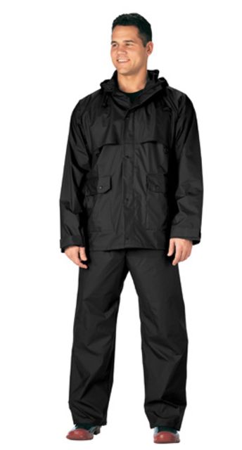 Rothco 2 Piece Microlite PVC Rainsuit Black XL k-XL