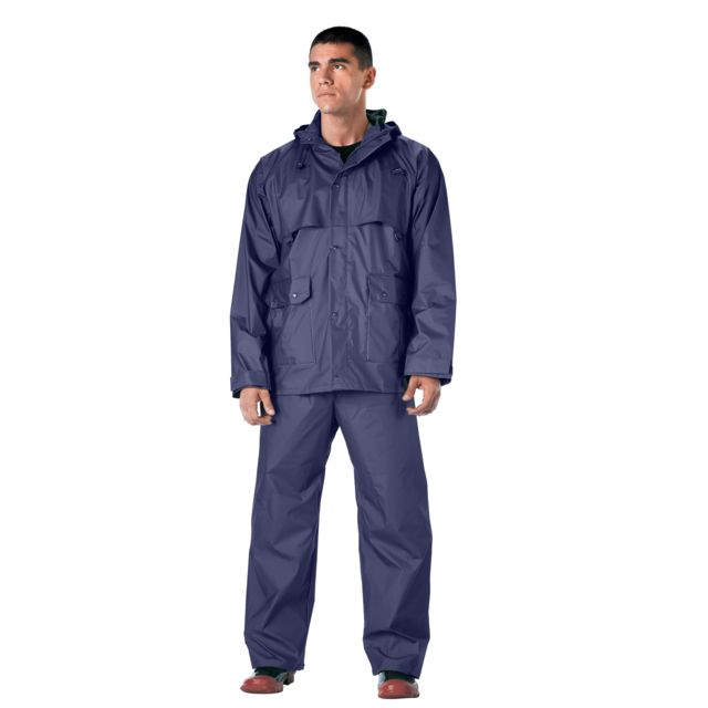 Rothco 2 Piece Microlite PVC Rainsuit Navy Blue L Blue-L