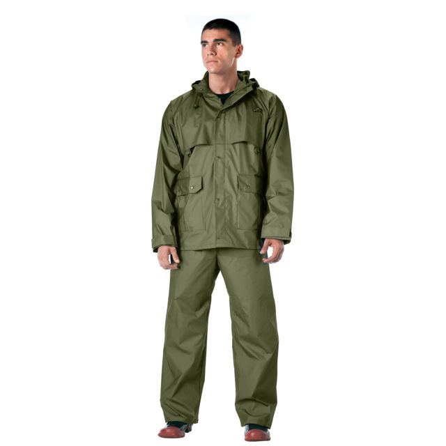 Rothco 2 Piece Microlite PVC Rainsuit Olive Drab 2XL eDrab-2XL