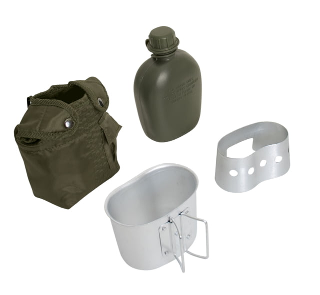 Rothco 4 Piece Canteen Kit w/Cover & Aluminum Cup & Stove / Stand Olive Drab