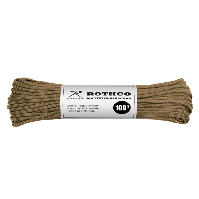 Rothco 550lb Type III Polyester Paracord Coyote Brown 100ft 30816-CoyoteBrown-100