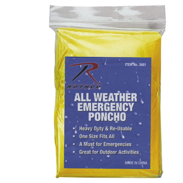 Rothco All Weather Emergency Poncho Yellow ow