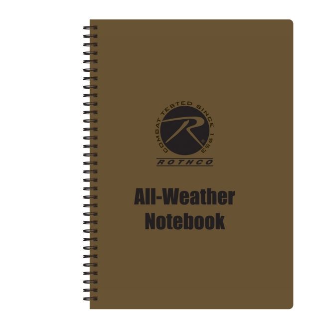 Rothco All Weather Waterproof Side Spiral Notebook 8.5x11in Coyote Brown CoyoteBrown-8.5x11