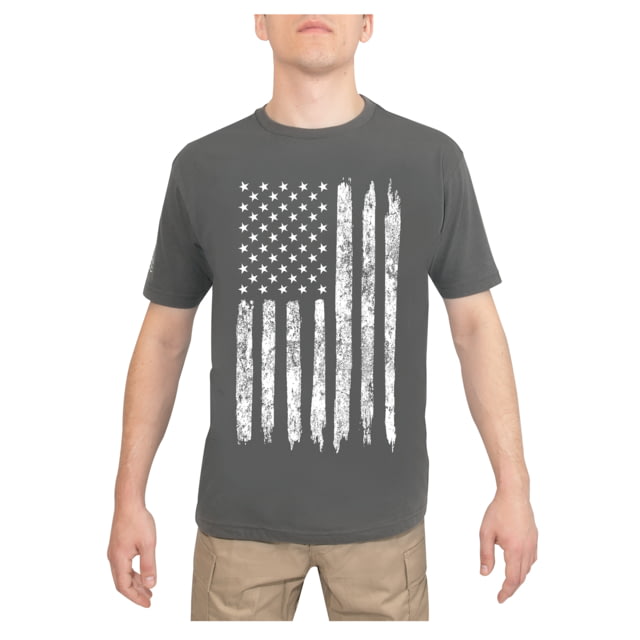 Rothco Distressed US Flag Athletic Fit T-Shirt Charcoal Grey Small