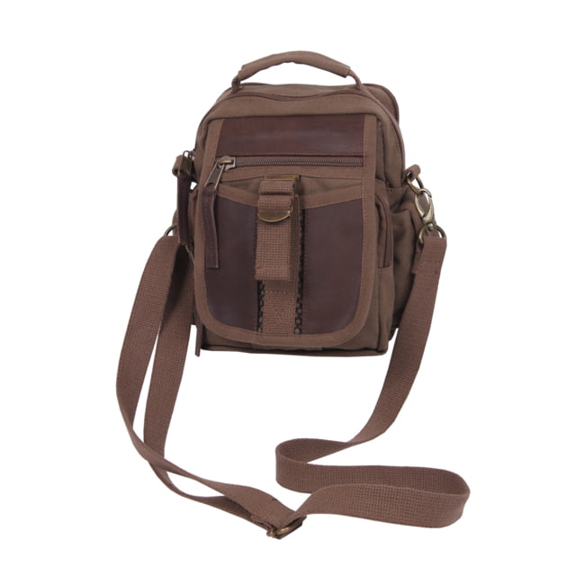 Rothco Canvas & Leather Travel Shoulder Bag Brown Brown