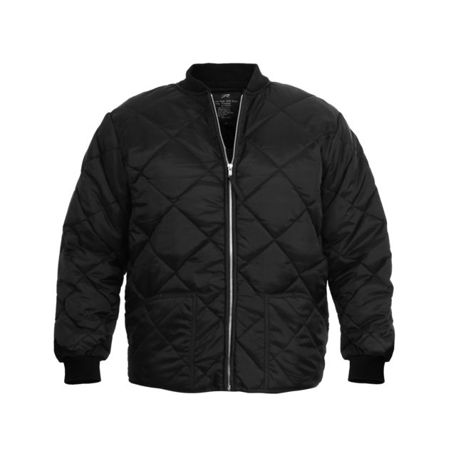 Rothco Diamond Nylon Quilted Flight Jacket Black k-4XL