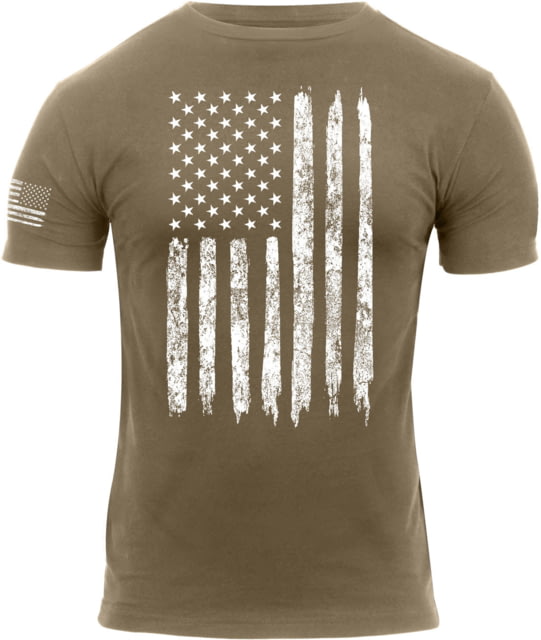 Rothco Distressed US Flag T-Shirt - Men's Coyote Brown 2XL CoyoteBrown-2XL