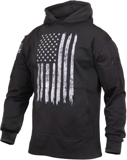 Rothco Distressed US Flag Concealed Carry Hooded Sweatshirt Men's Black Medium