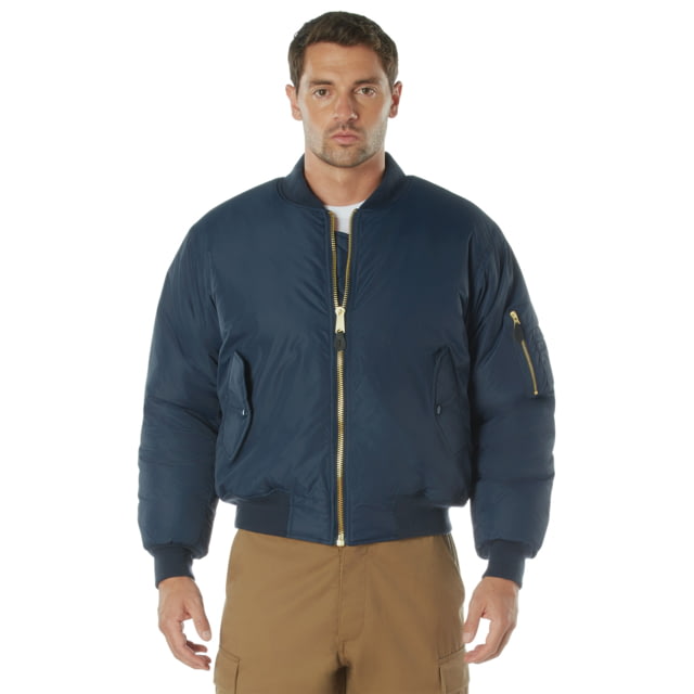 Rothco Enhanced Nylon MA-1 Flight Jacket – Mens Navy Blue Extra Large