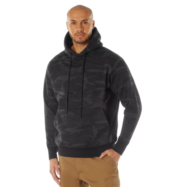 Rothco Every Day Pullover Hooded Sweatshirt - Men's Midnight Black Camo Medium