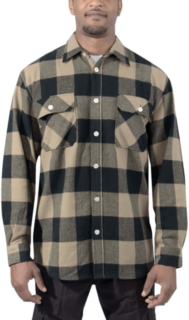 Rothco Extra Heavyweight Buffalo Plaid Flannel Shirt - Mens Coyote Brown Plaid Large