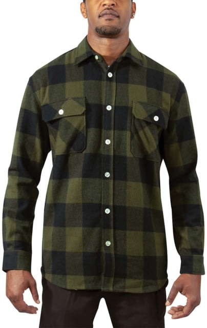 Rothco Extra Heavyweight Buffalo Plaid Flannel Shirt - Mens Olive Drab Plaid Small