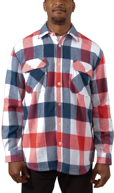 Rothco Extra Heavyweight Buffalo Plaid Flannel Shirt – Mens Red/White/Blue Plaid MediuMedium