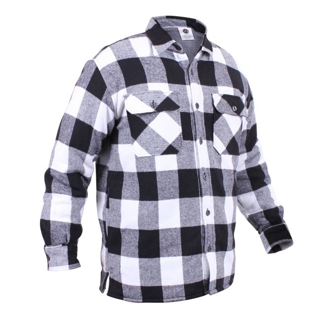 Rothco Extra Heavyweight Buffalo Plaid Sherpa-lined Flannel Shirts White M e-M