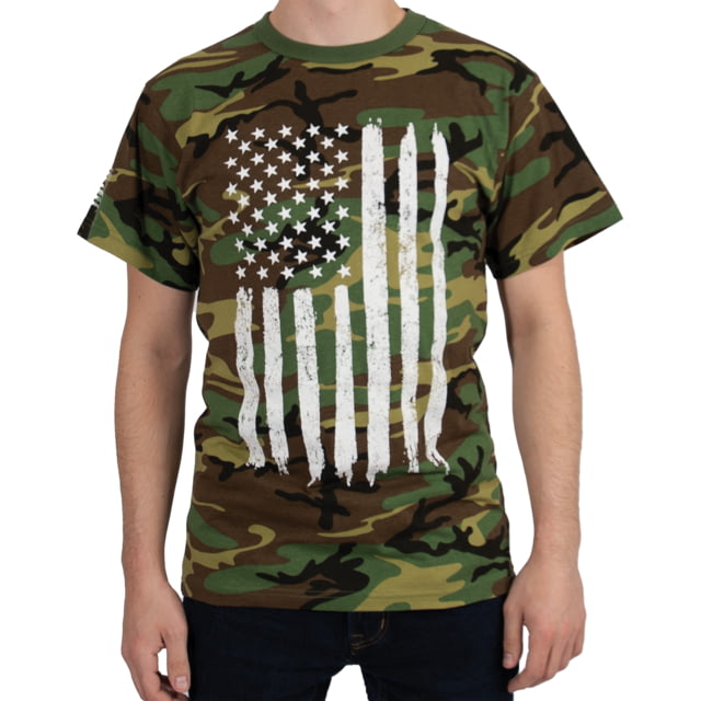 Rothco Camo US Flag T-Shirt - Mens Woodland Camo 3XL