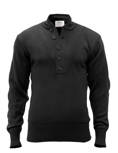 Rothco G.I. Style 5-Button Acrylic Sweater Black 2XL k-2XL