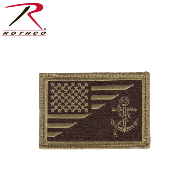 Rothco US Flag / USN Anchor Patch With Hook Back Coyote Brown