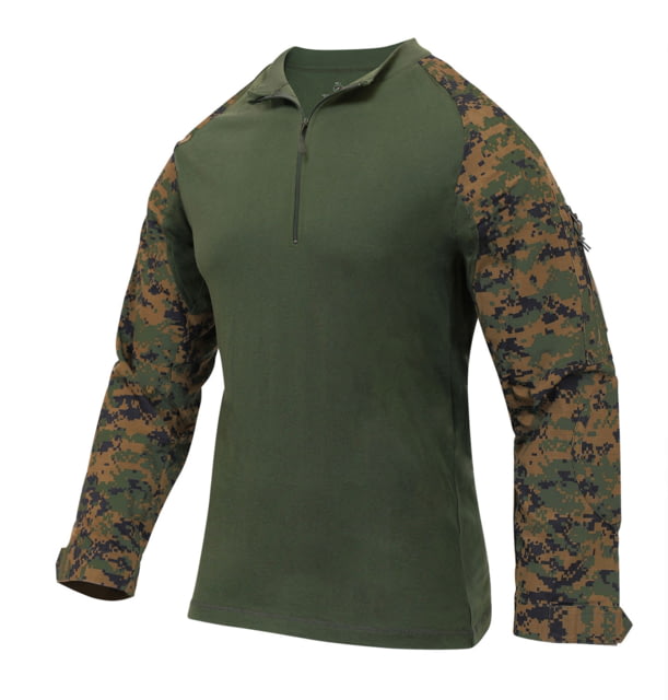 Rothco 1/4 Zip Tactical Airsoft Combat Shirt - Men's Woodland Digital Camo 2XL