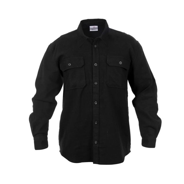 Rothco Heavy Weight Solid Flannel Shirt Black k-4XL