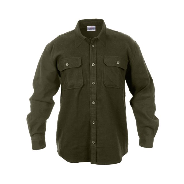 Rothco Heavy Weight Solid Flannel Shirt Olive Drab 2XL eDrab-2XL