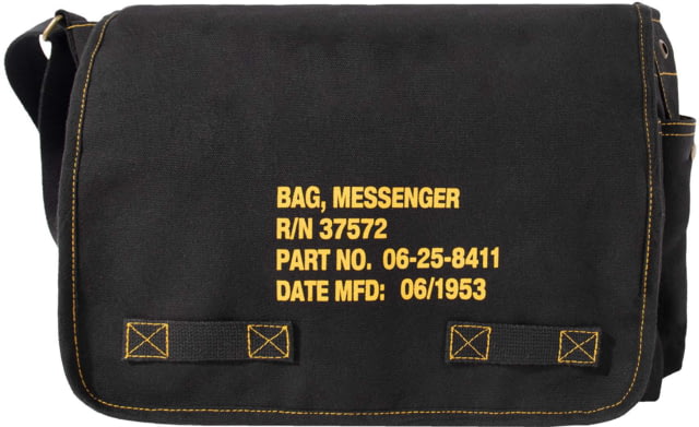 Rothco Heavyweight Canvas Classic Messenger Bag w/ Military Stencil Black