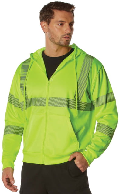Rothco Hi-Vis Performance Zipper Sweatshirt - Mens Safety Green Large