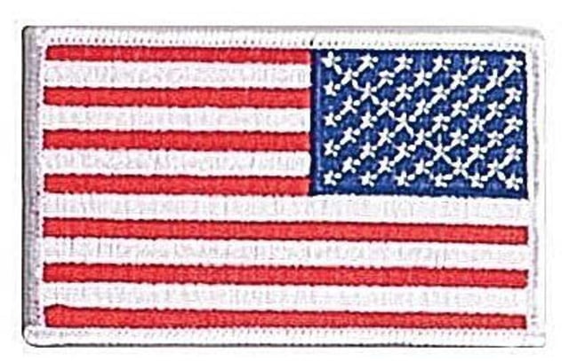 Rothco Iron On / Sew On Embroidered US Flag Patch Red White Blue with White Border RedWhiteBluewithWhiteBorder-Reverse