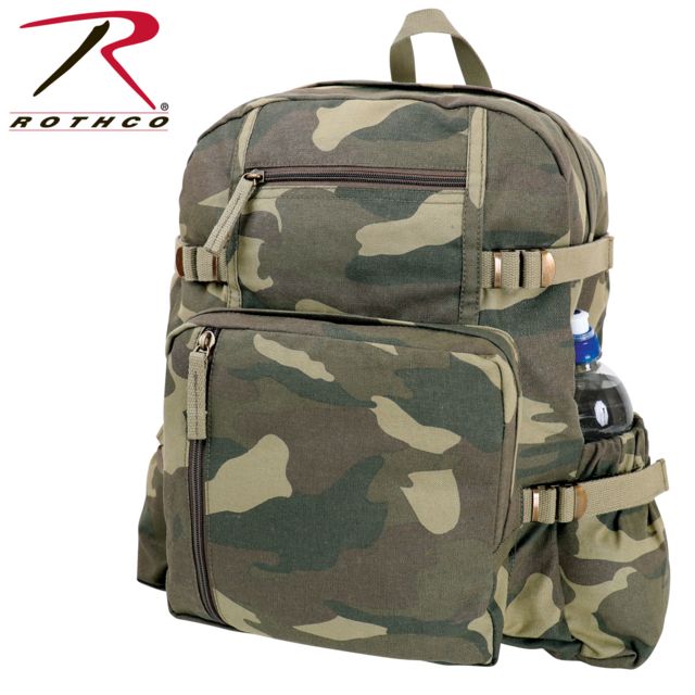 Rothco Jumbo Vintage Canvas Backpack Woodland Camo WoodlandCamo